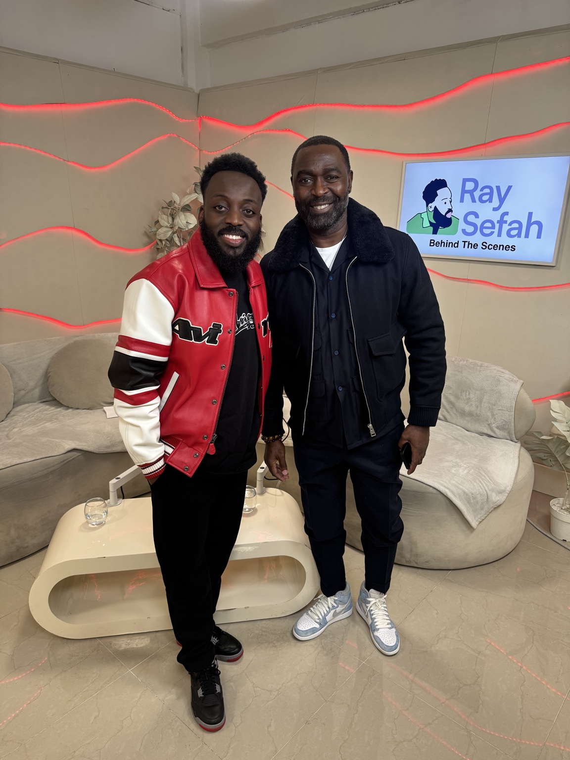 Ray Sefah with Andy Cole in the Behind the Scenes studio