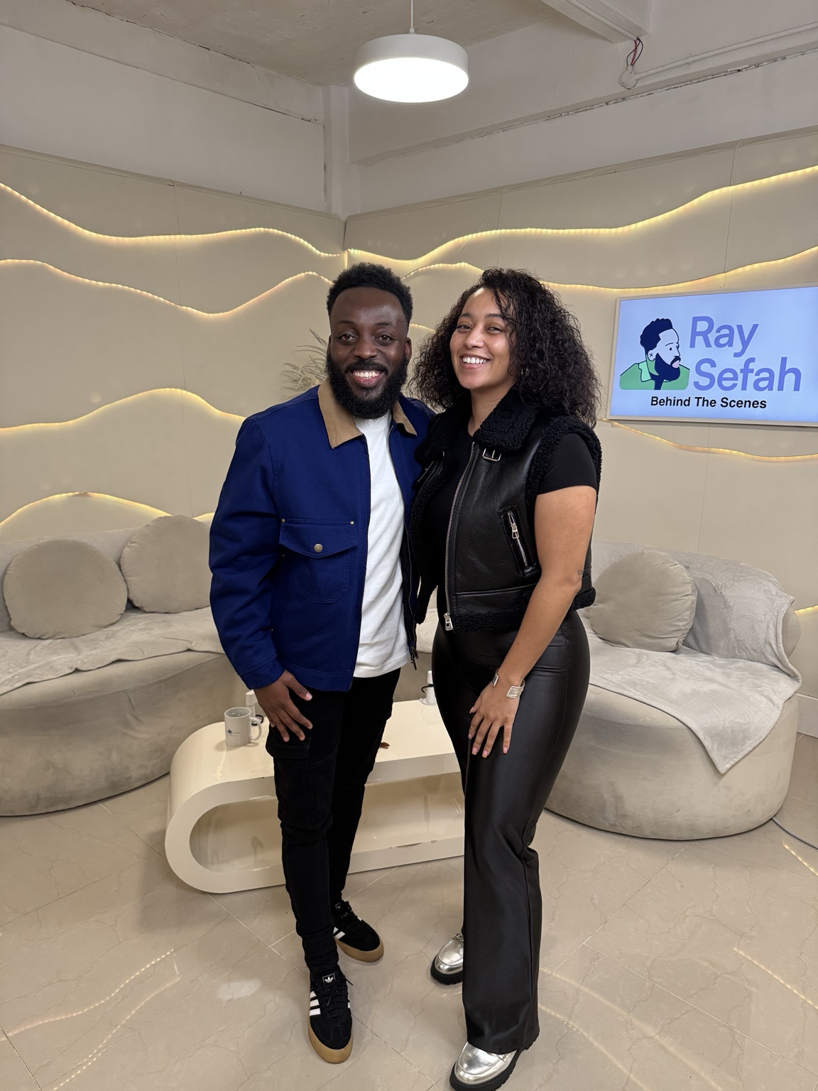 Ray Sefah with Demi in the Behind the Scenes studio